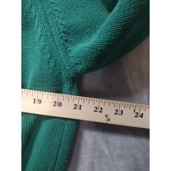 Lands' End Women's Petite L (14-16) Drifter Crew Sweater Cotton Green - Picture 6 of 7